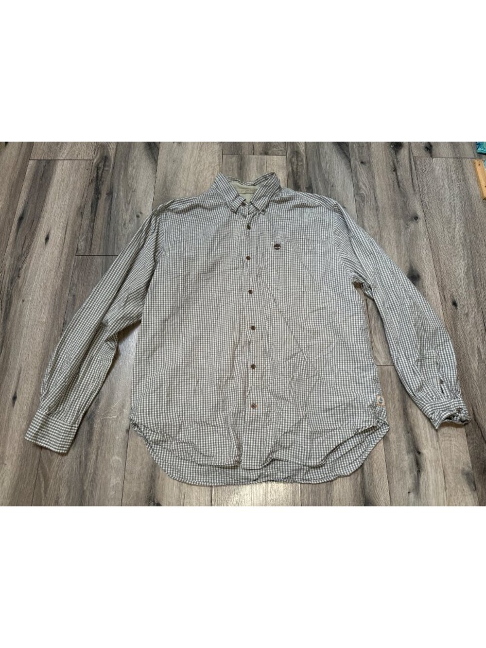Timberland Mens XL Brown Gingham Long Sleeve Button-Down Shirt Classic Fit